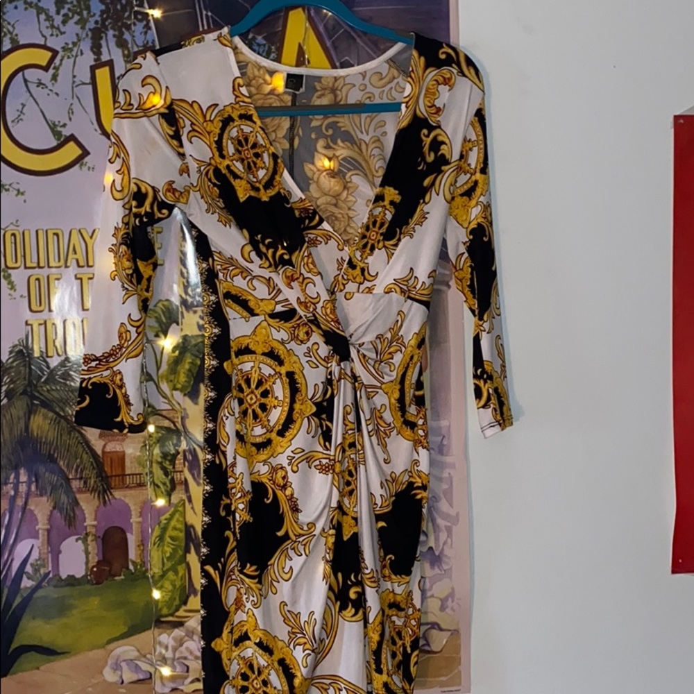 Versace style dress with high slit
